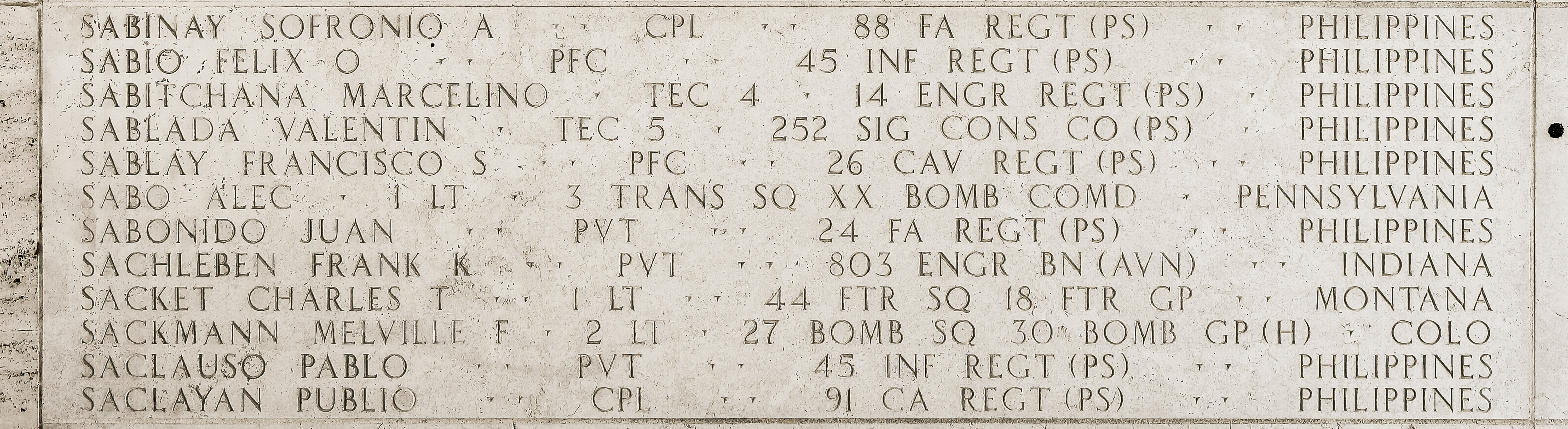 Charles T. Sacket, First Lieutenant